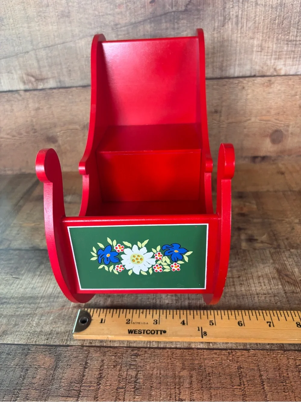 Vintage Muffy VanderBear Highland Fling Alpine Red Sleigh with Flowers For Doll